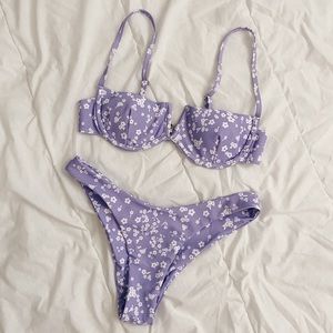 Ditsy Purple and White Flower Bikini